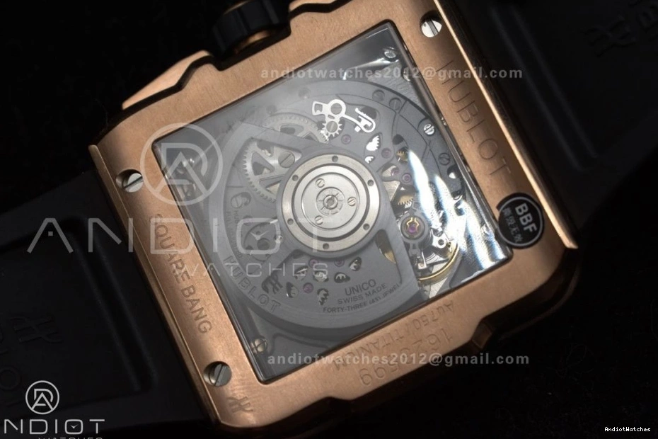 Edition 42mm Strap 1116 Square Bang Bezel RG 1:1 Rubber Black Best Dial A Skeleton on Unico Affordable Ceramic BBF 1022